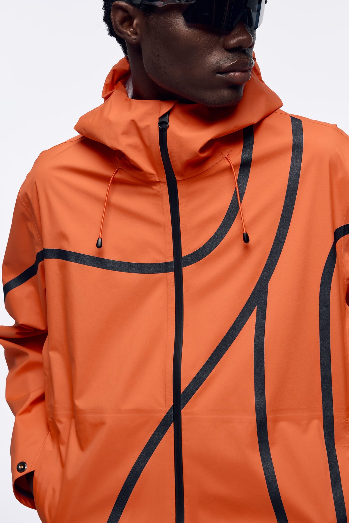 Ventarra Unisex Hooded Shell Jacket | Asymmetric Tape-Stripe Waterproof Jacket