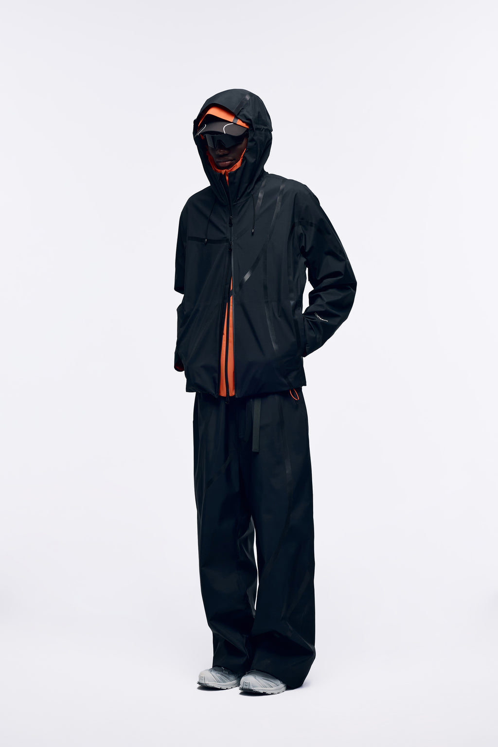 Ventarra Unisex Hooded Shell Jacket | Asymmetric Tape-Stripe Waterproof Jacket
