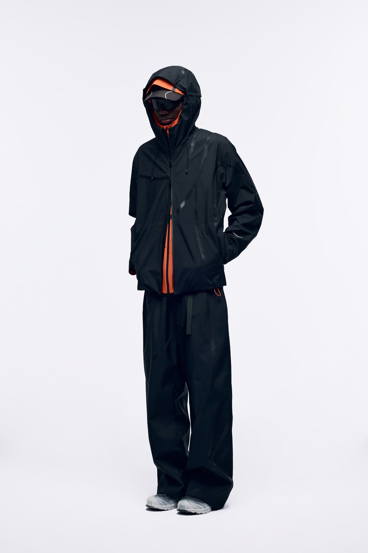 Ventarra Unisex Hooded Shell Jacket | Asymmetric Tape-Stripe Waterproof Jacket