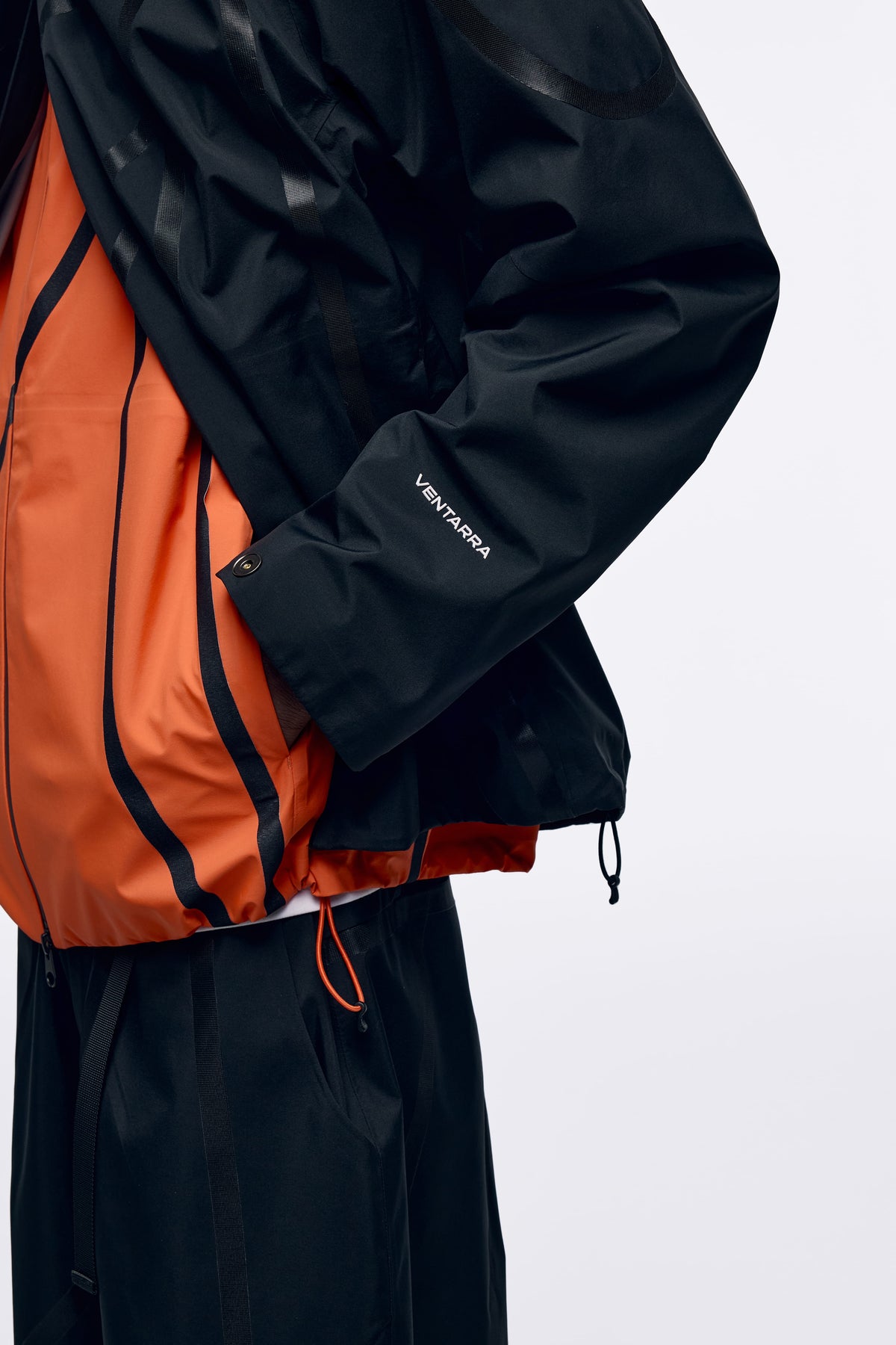 Ventarra Unisex Hooded Shell Jacket | Asymmetric Tape-Stripe Waterproof Jacket