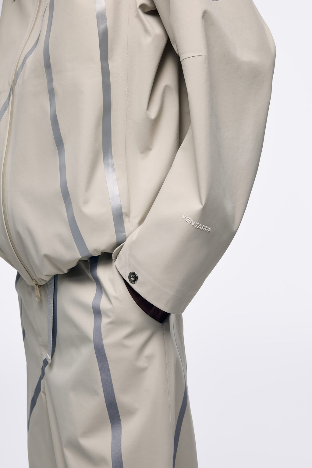 Ventarra Unisex Hooded Shell Jacket | Asymmetric Tape-Stripe Waterproof Jacket