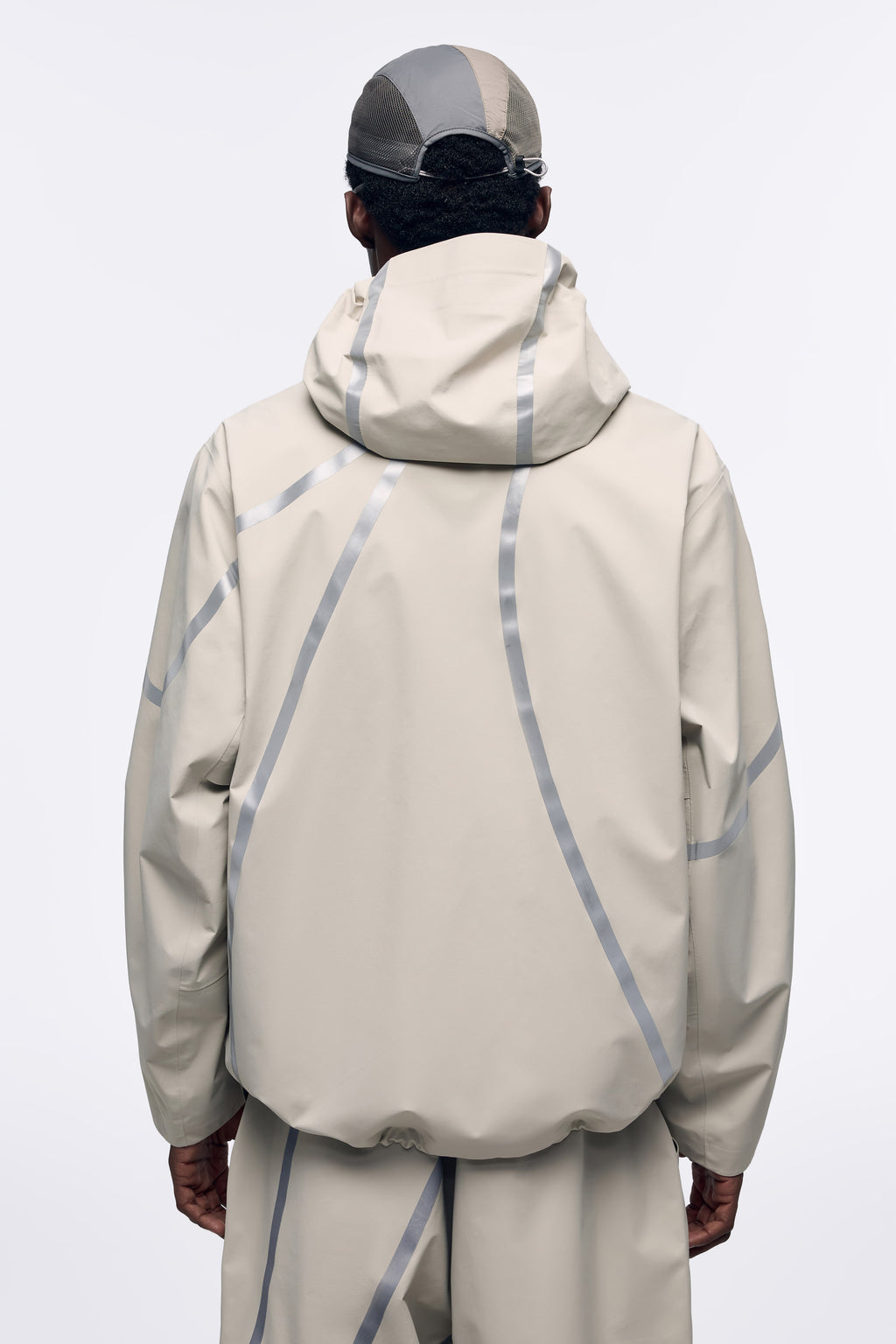 Ventarra Unisex Hooded Shell Jacket | Asymmetric Tape-Stripe Waterproof Jacket