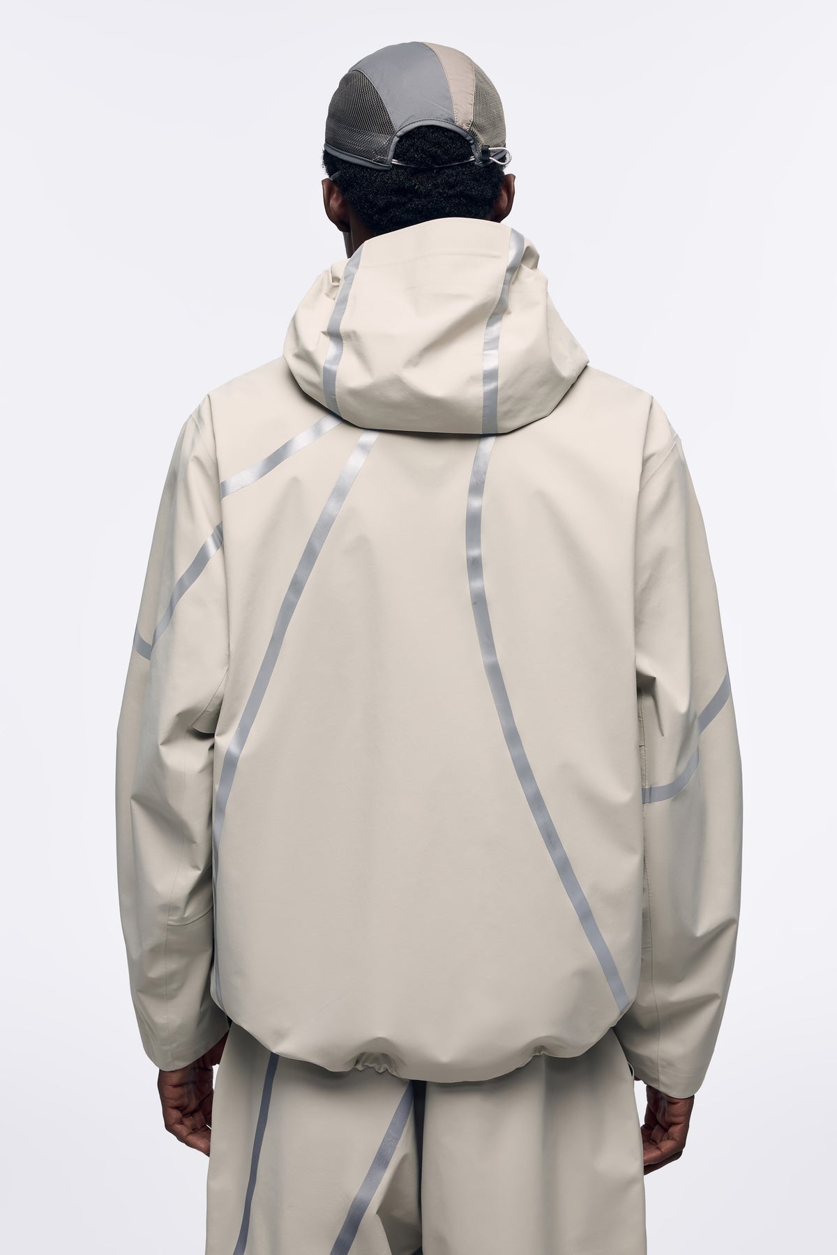 Ventarra Unisex Hooded Shell Jacket | Asymmetric Tape-Stripe Waterproof Jacket