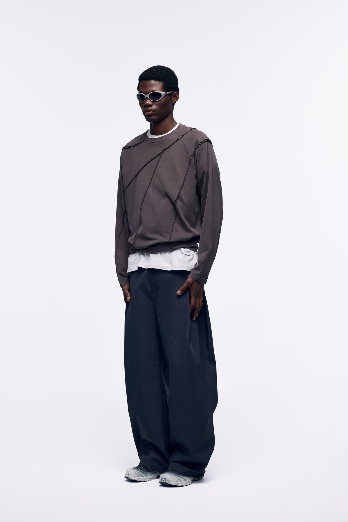 Ventarra Men's Deconstructed Long-Sleeve Top | Raw Seam Streetwear