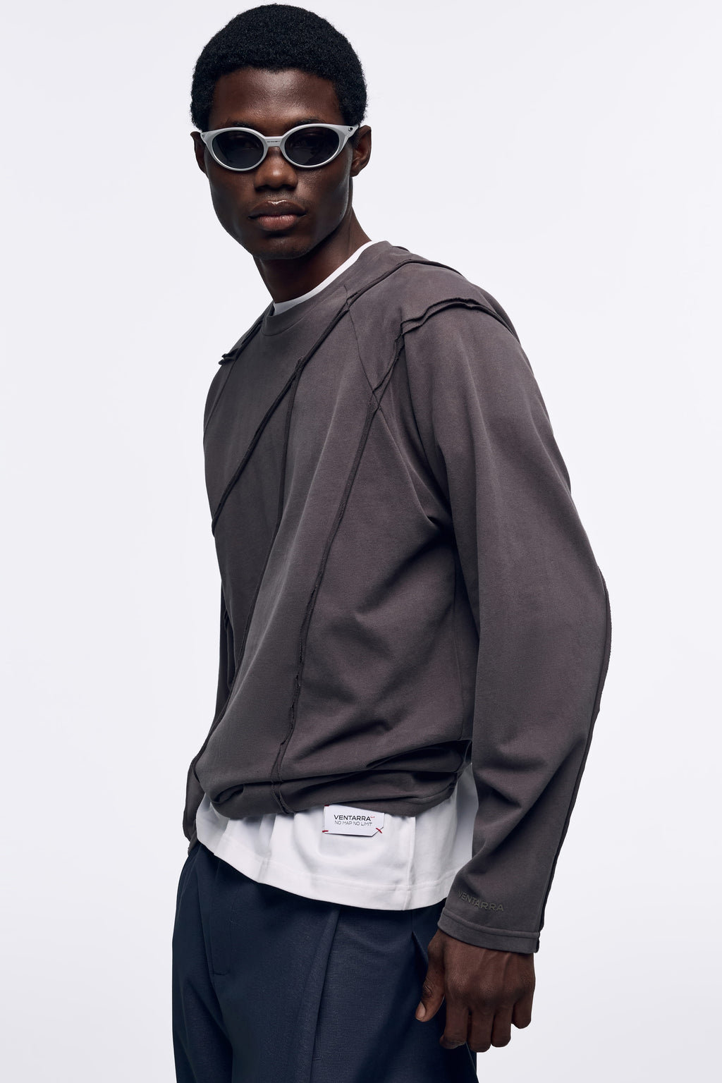 Ventarra Men's Deconstructed Long-Sleeve Top | Raw Seam Streetwear