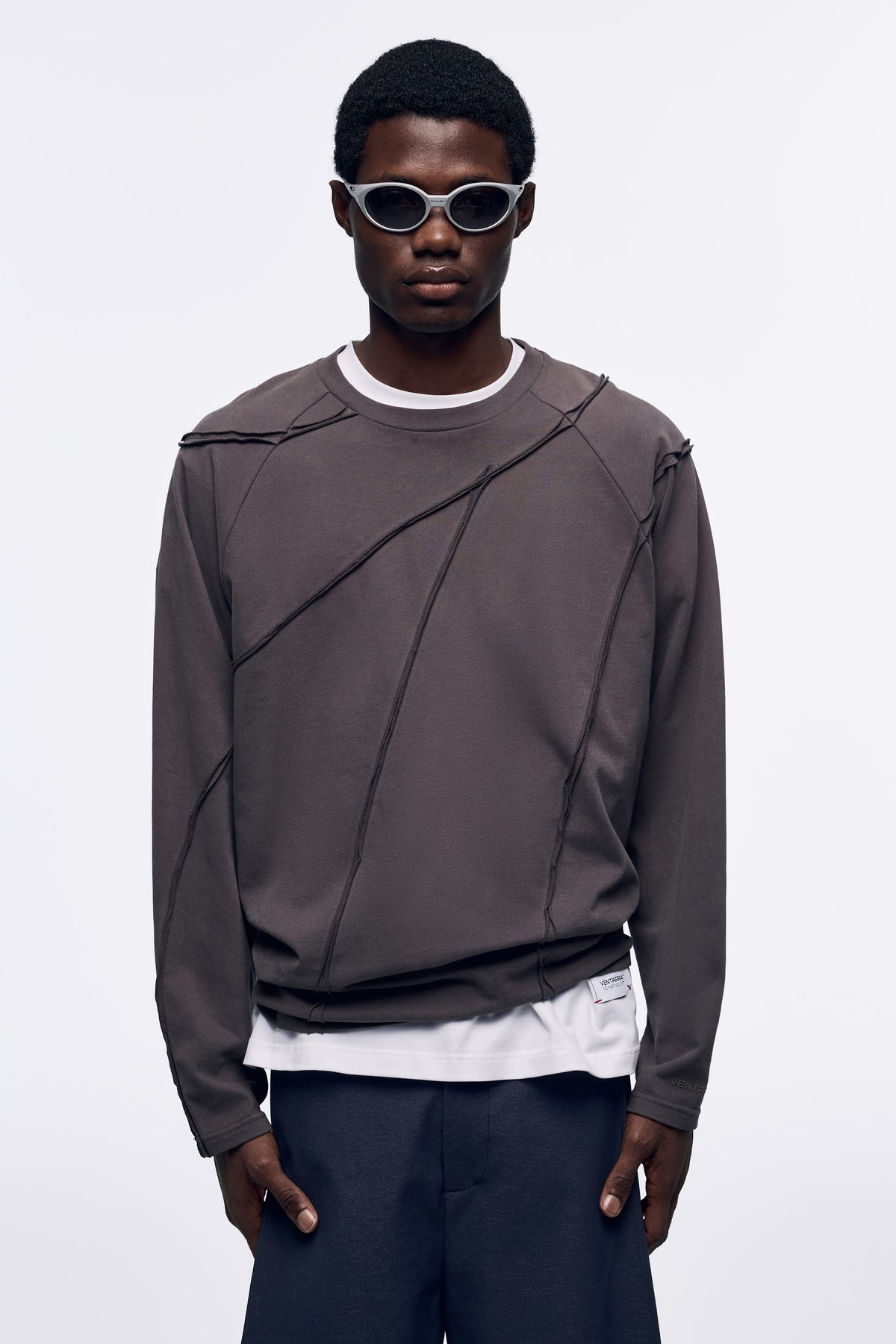 Ventarra Men's Deconstructed Long-Sleeve Top | Raw Seam Streetwear
