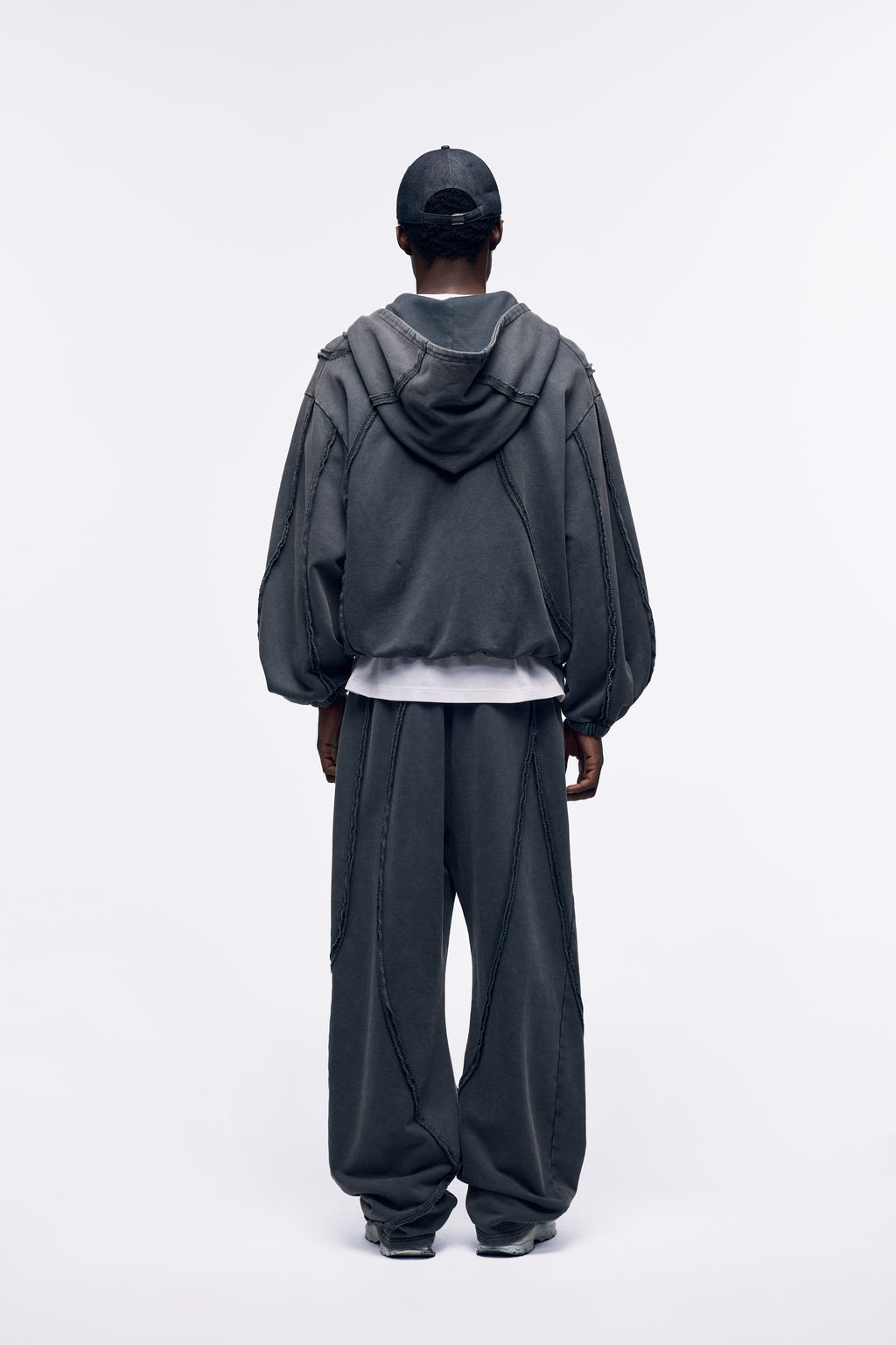 Ventarra Unisex Washed Oversized Sweat Jacket | Deconstructed Raw-Edge Heavyweight Hoodie