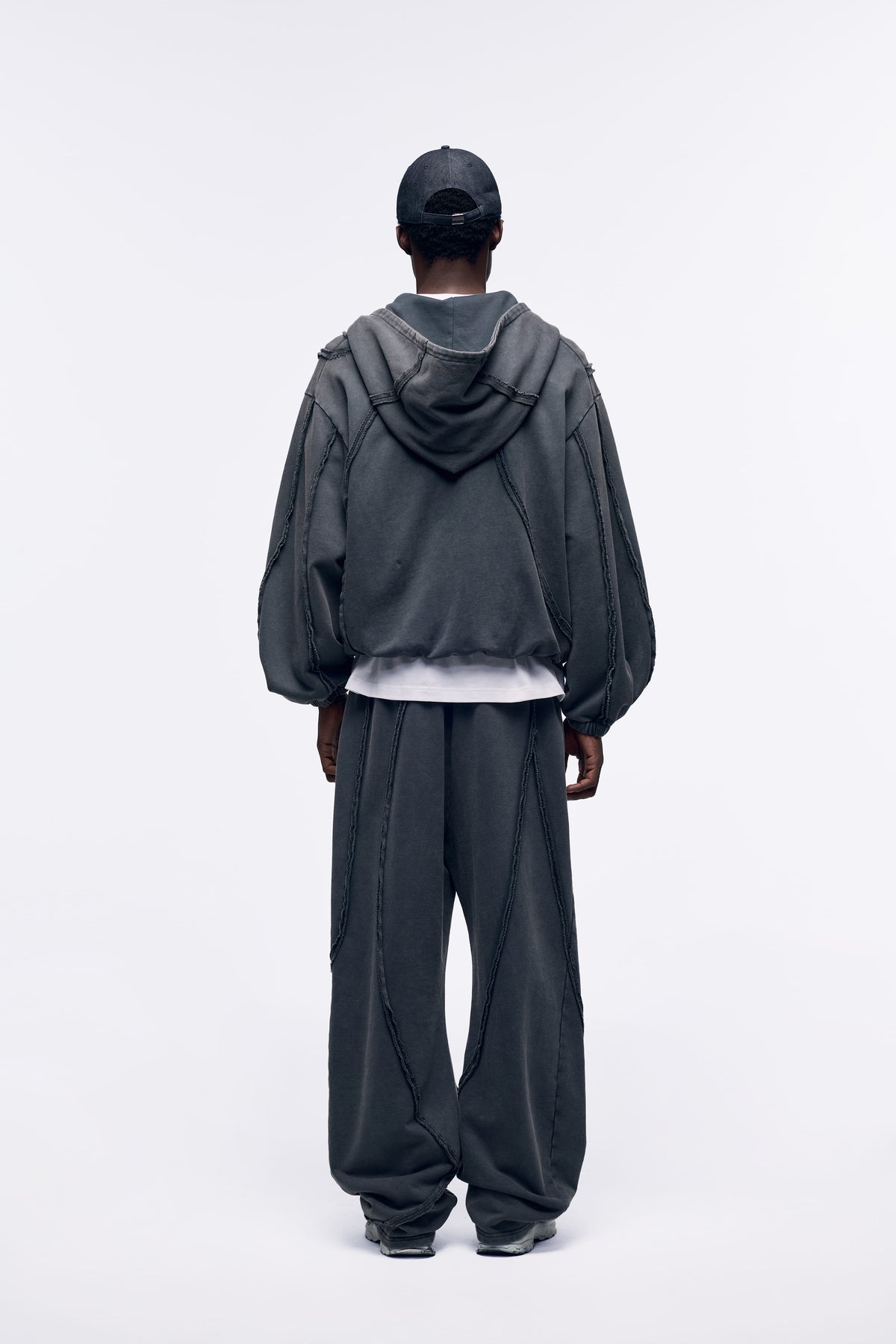 Ventarra Unisex Washed Oversized Sweat Jacket | Deconstructed Raw-Edge Heavyweight Hoodie