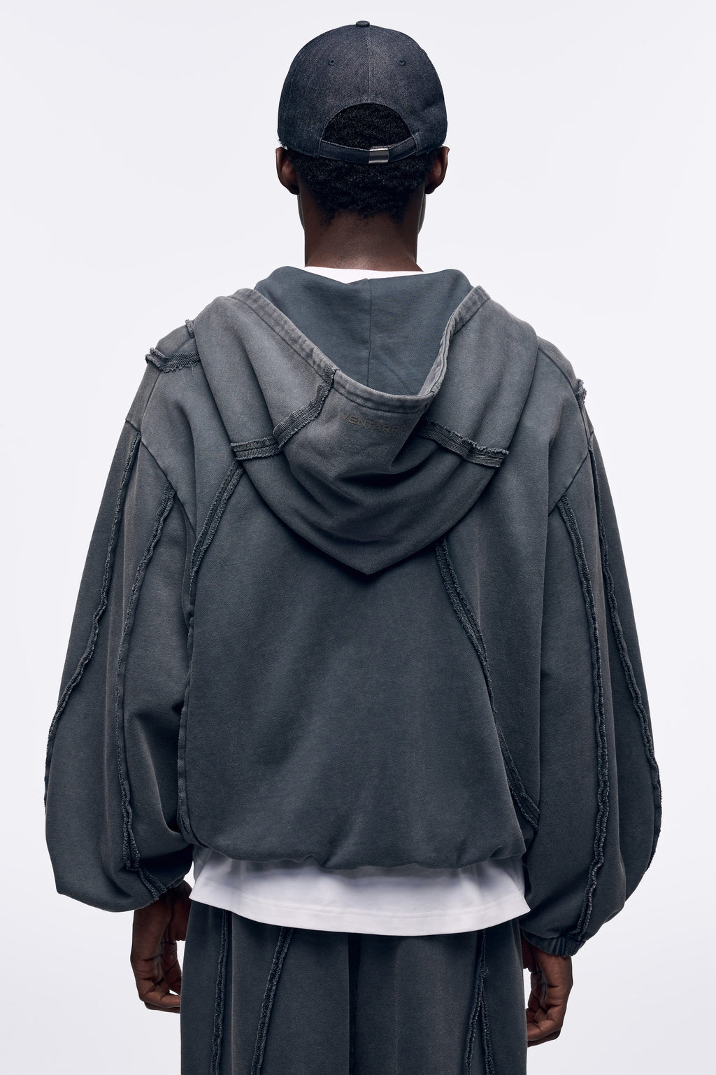 Ventarra Unisex Washed Oversized Sweat Jacket | Deconstructed Raw-Edge Heavyweight Hoodie