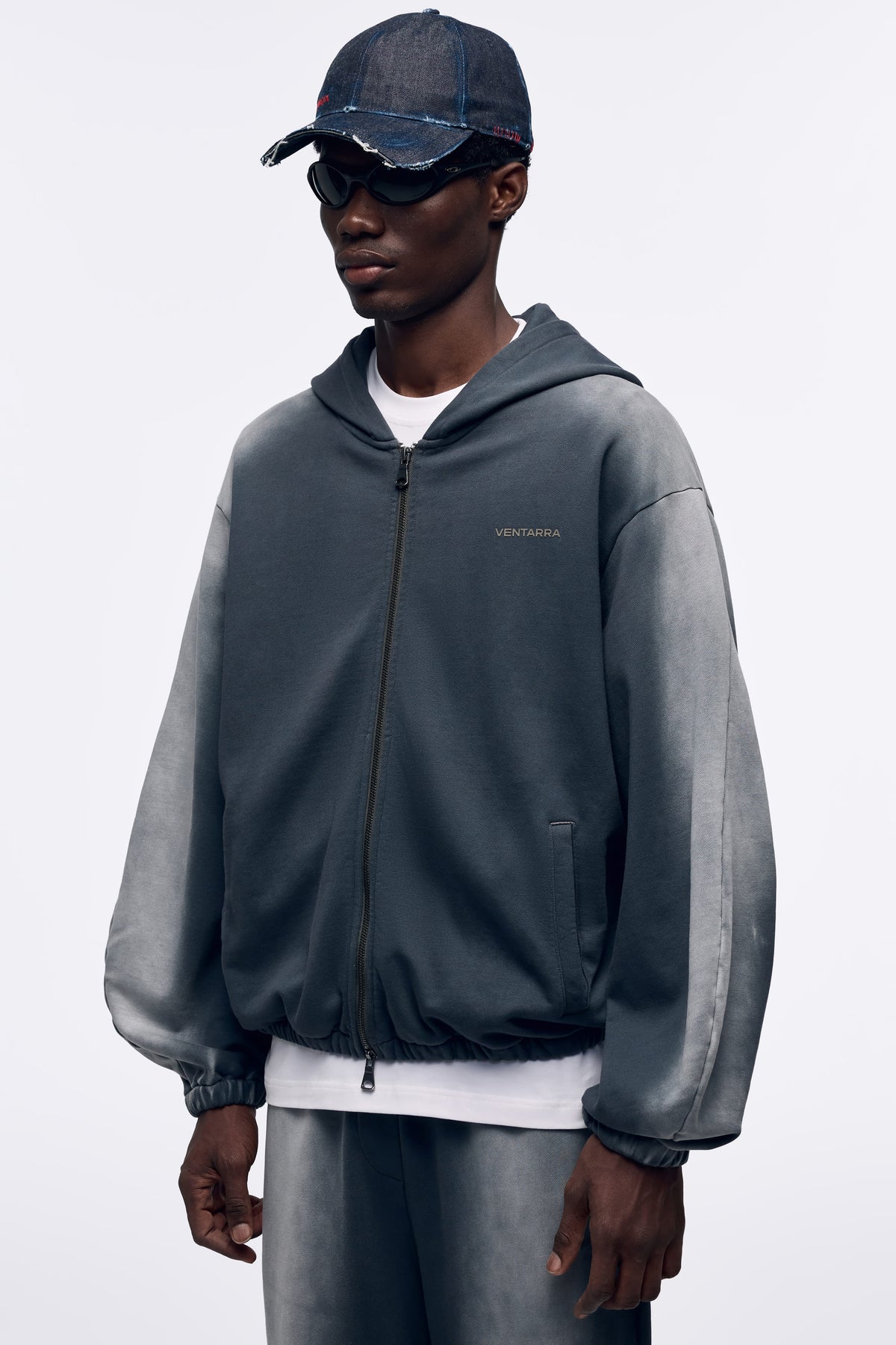 Ventarra Unisex Washed Oversized Sweat Jacket | Vintage Heavyweight Hoodie