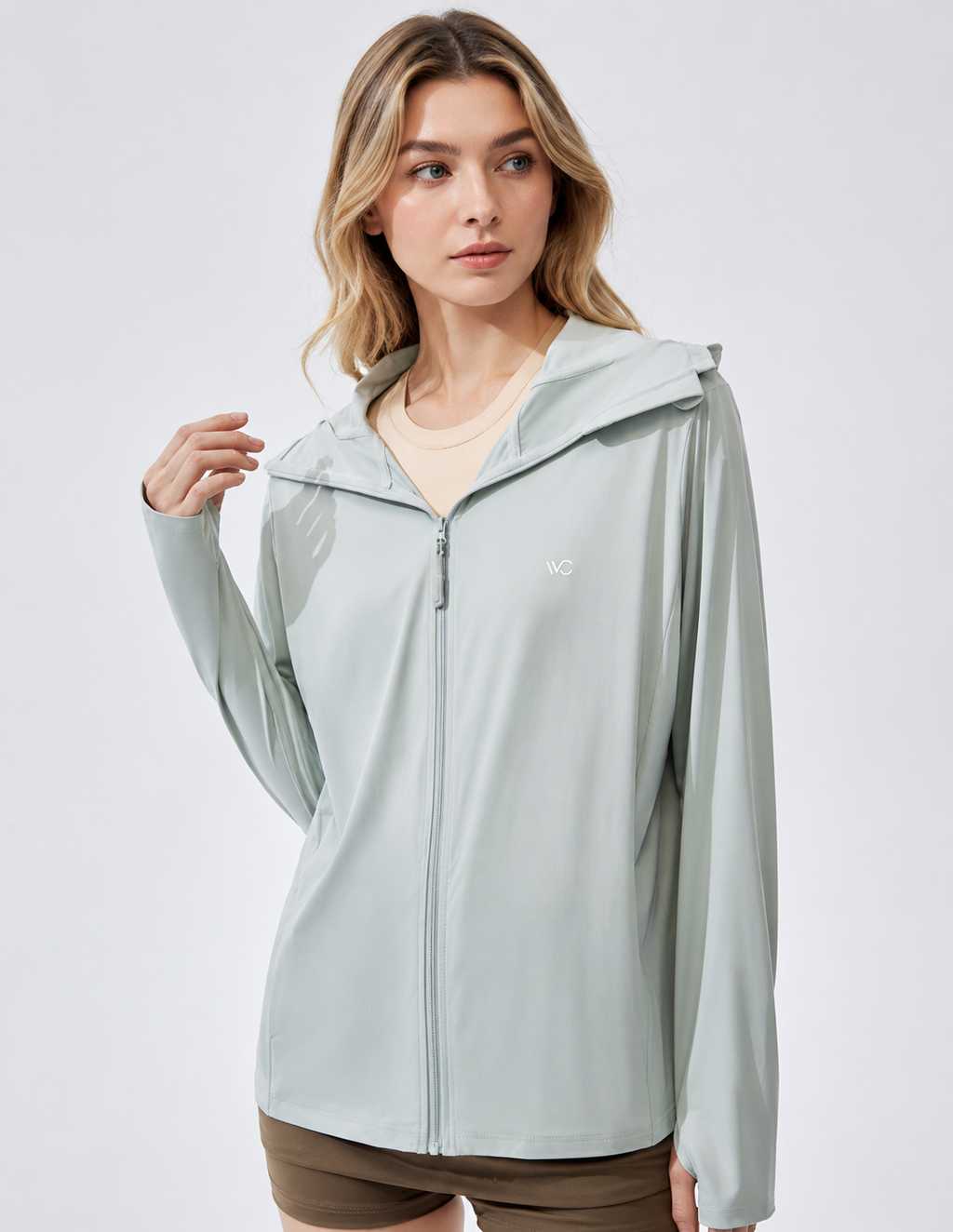 Women’s Lightweight Hooded Sun Protection Jacket – Minimalist Athleisure UV Cover-Up