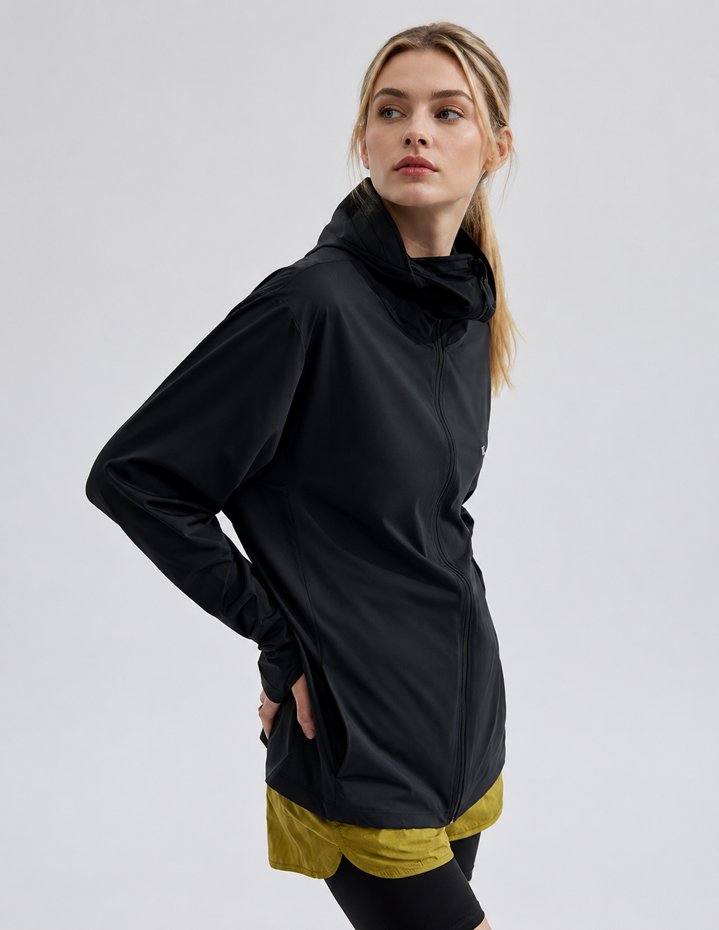 Women’s Lightweight Hooded Sun Protection Jacket – Minimalist Athleisure UV Cover-Up