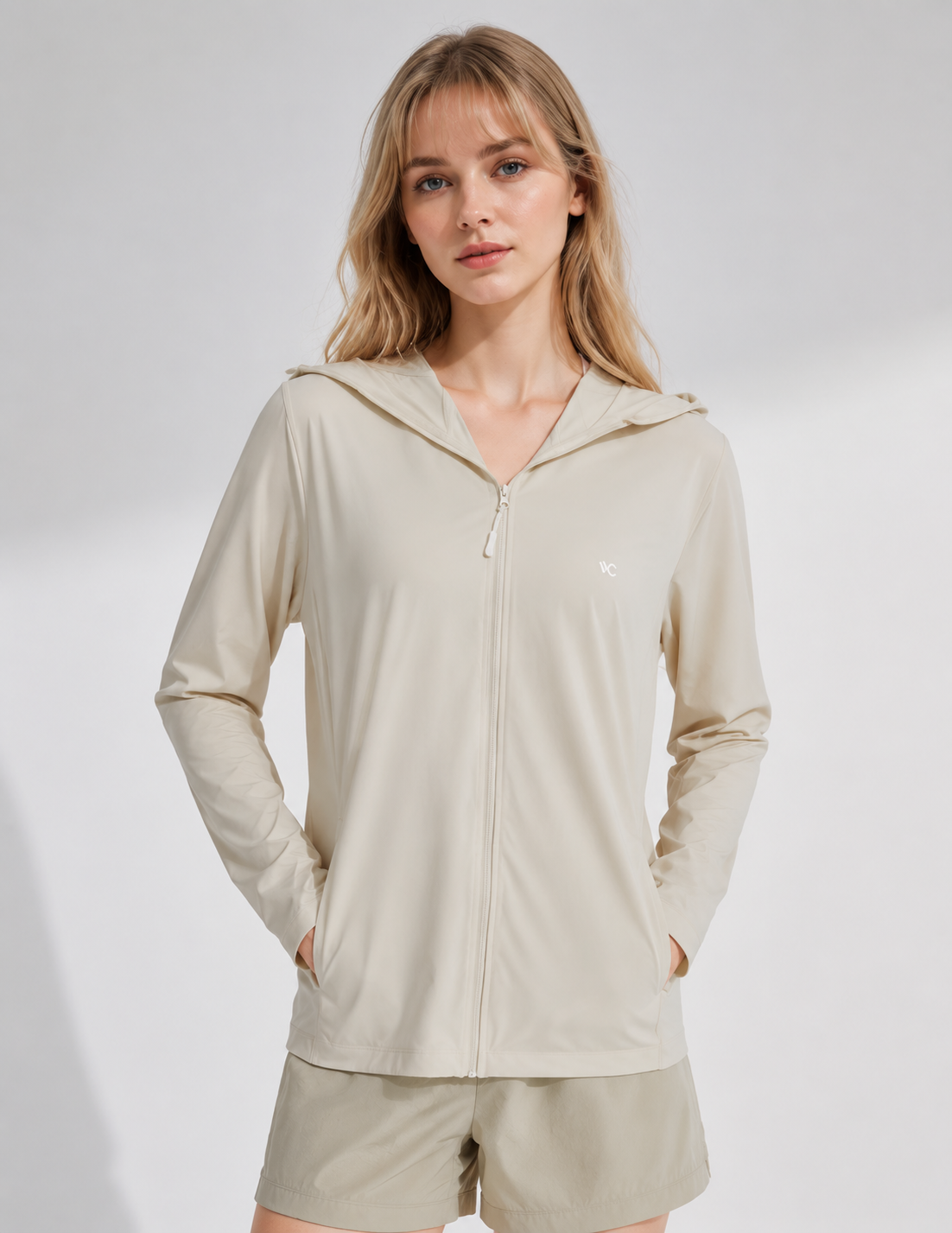 Women’s Lightweight Hooded Sun Protection Jacket – Minimalist Athleisure UV Cover-Up