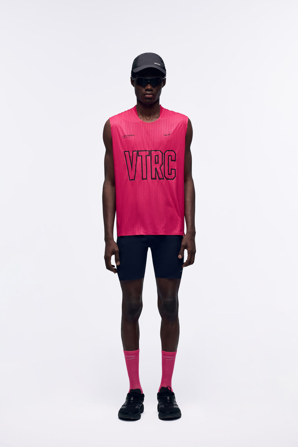 Ventarra VTRC Men's Running Vest – Bold Collegiate Logo, Micro V-Neck, Wide Strap Trail Singlet