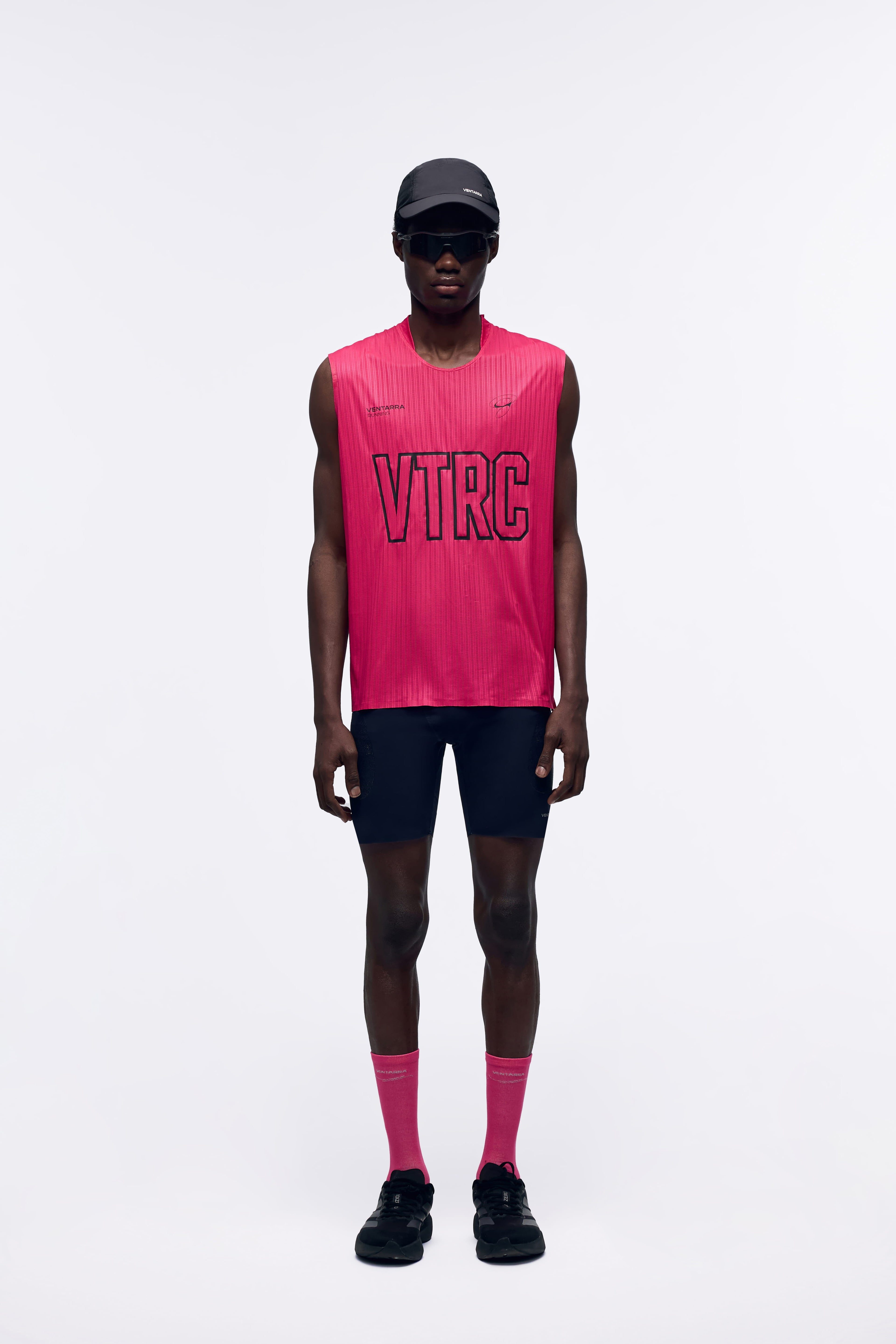 Ventarra VTRC Men's Running Vest – Bold Collegiate Logo, Micro V-Neck, Wide Strap Trail Singlet