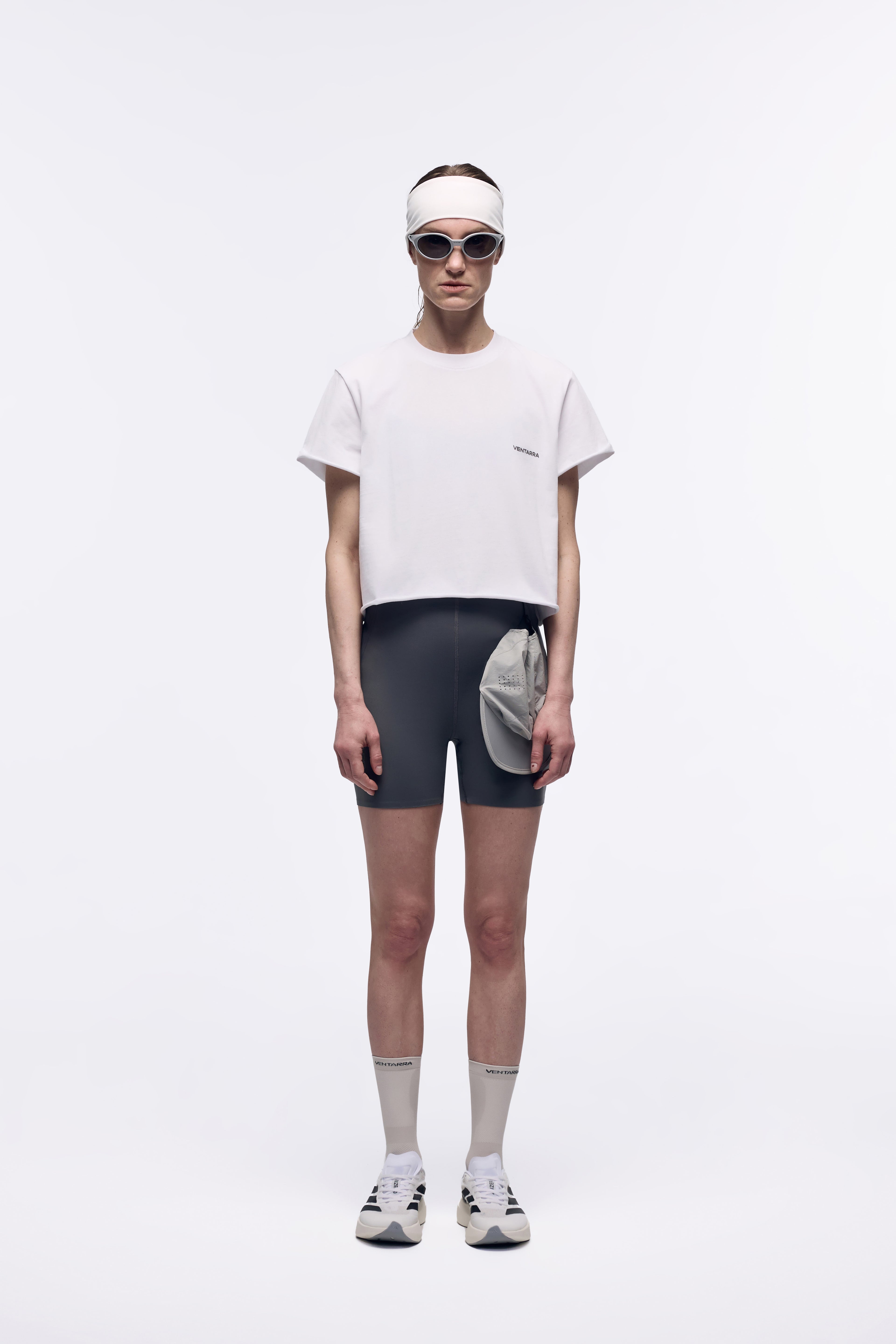 Ventarra Women's Cropped Running T-Shirt – Minimalist Front, Bold Back, Rolled-Edge Crop Tee