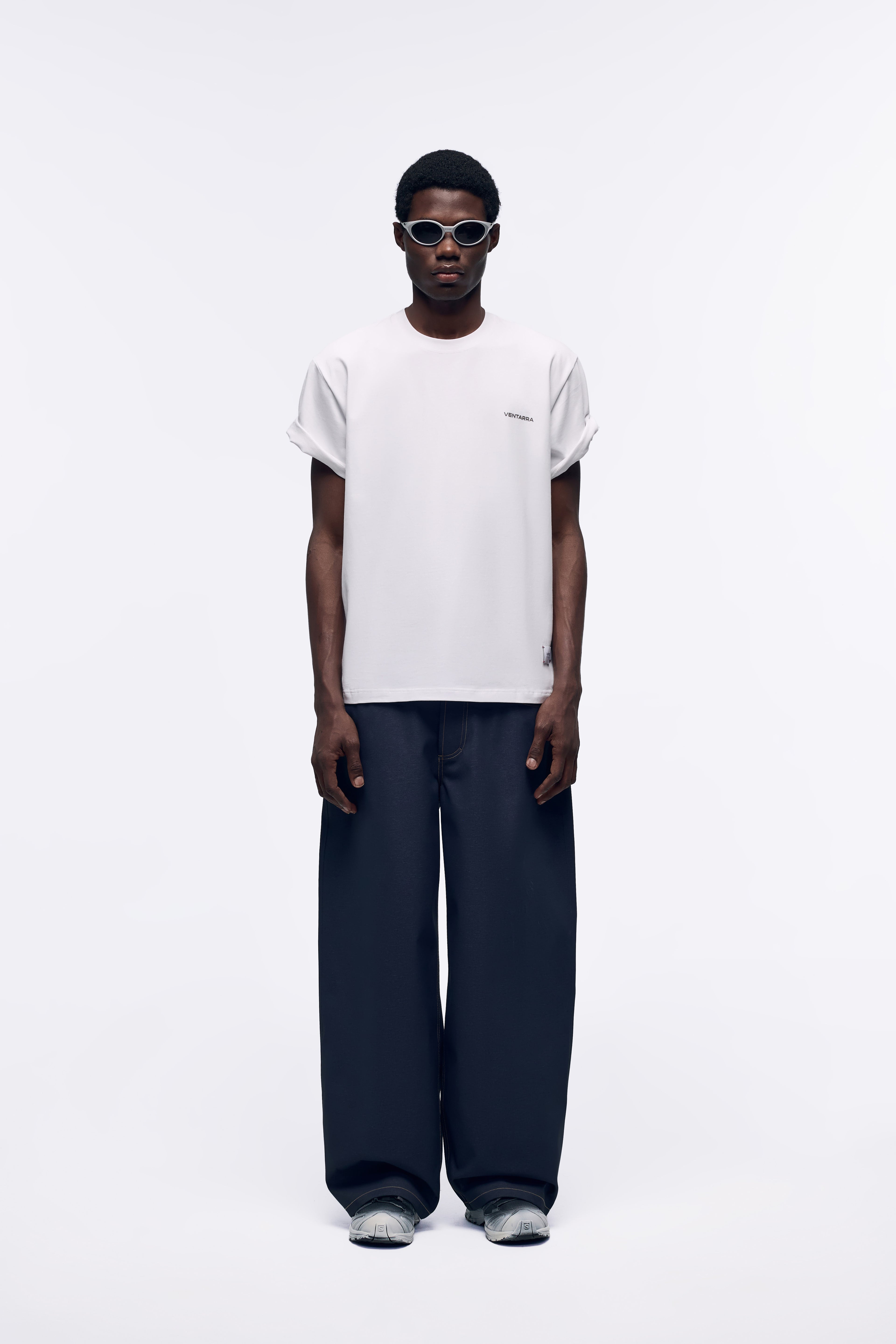 Ventarra Men's Dynamic Lines T-Shirt – Minimalist Asymmetric Back Detail Streetwear Tee