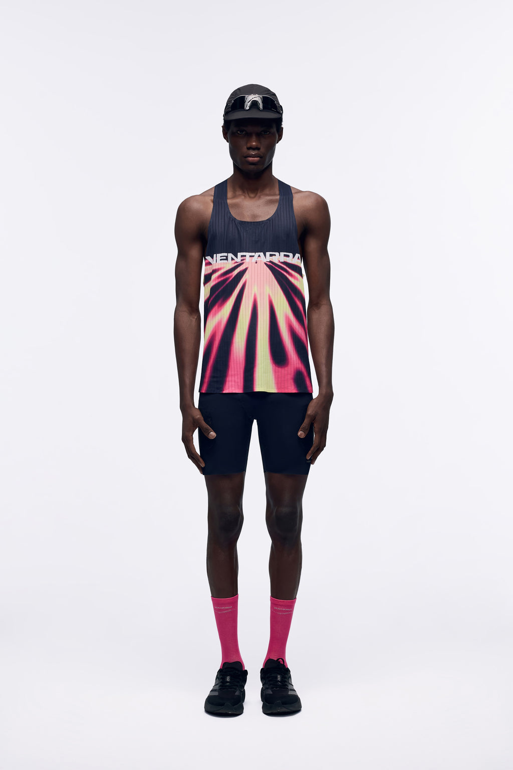 Ventarra Men's Laser Print Running Vest – Flame & Street Art Design, Seam-Sealed Trail Tank