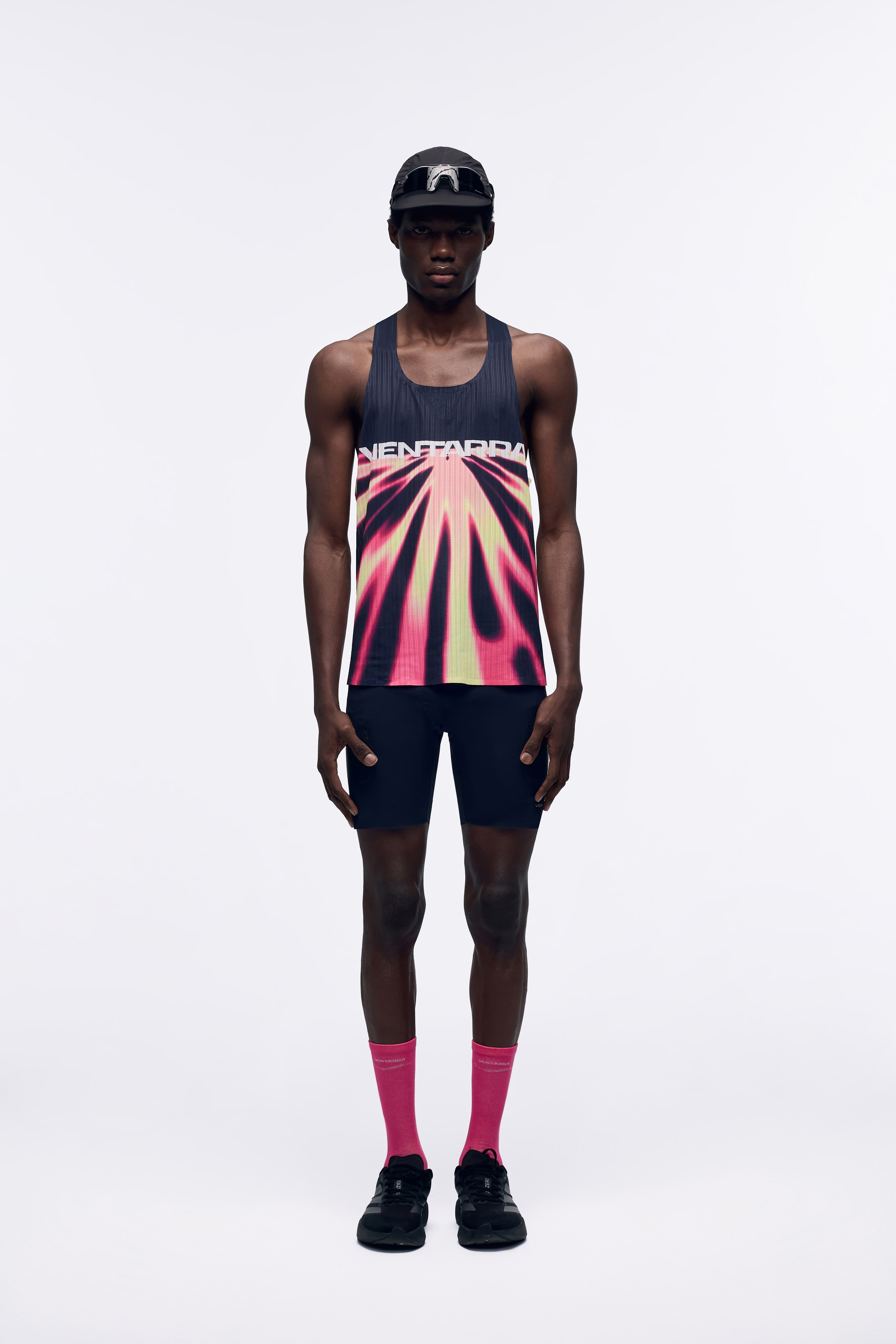 Ventarra Men's Laser Print Running Vest – Flame & Street Art Design, Seam-Sealed Trail Tank