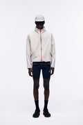 Ventarra unisex bonded shell jacket in Light Gray — front view, hoodless waterproof windbreaker with fully taped seams and clean minimal silhouette
