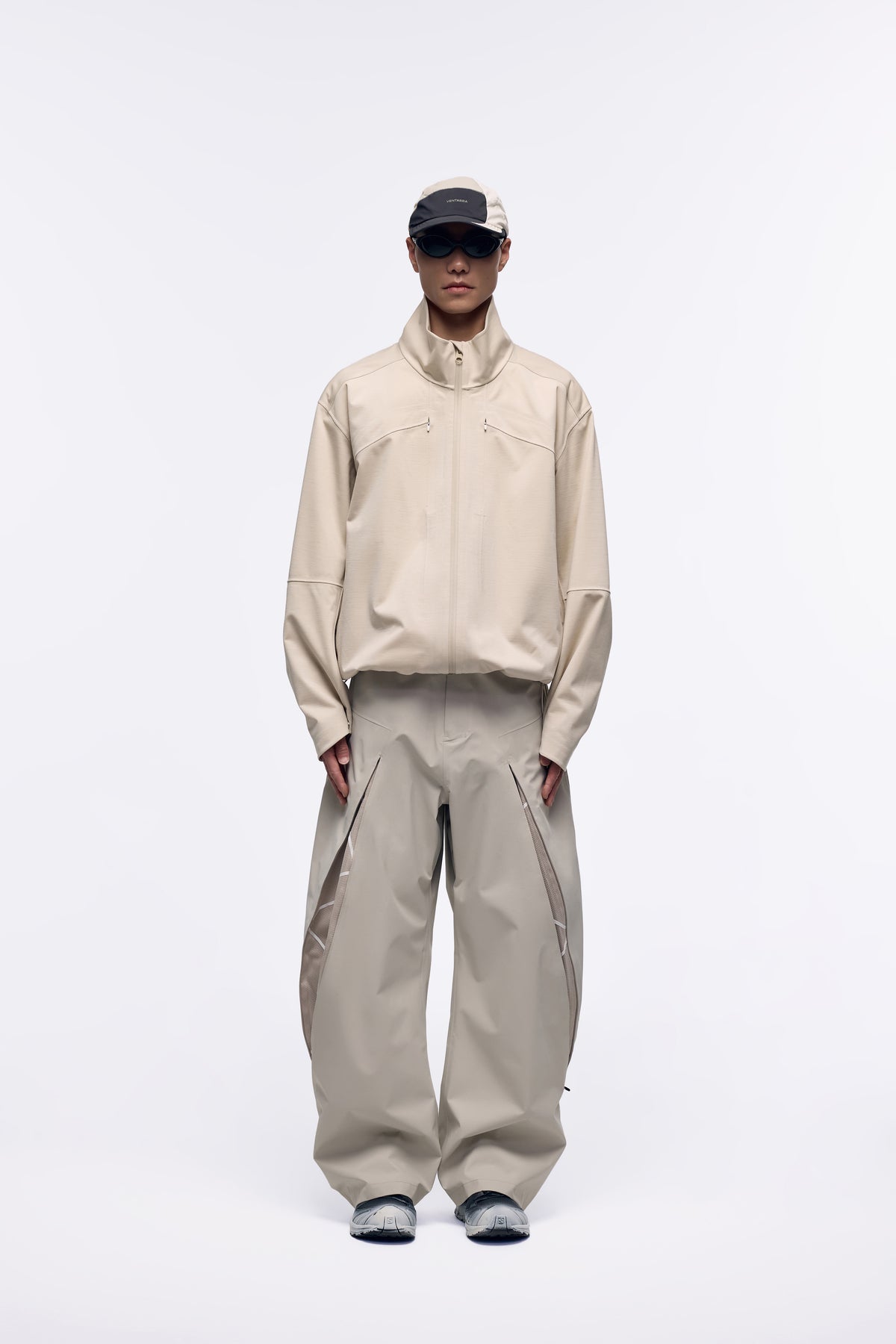 Ventarra unisex wool surface outdoor jacket in Off-White — 100% wool face 3-layer composite shell with hidden zip pockets and seam-sealed construction