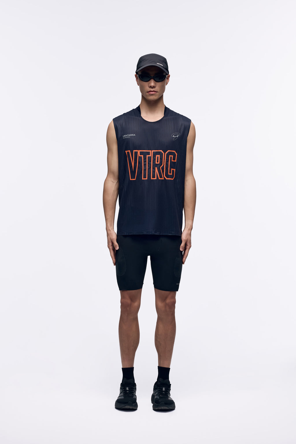 Ventarra VTRC Men's Running Vest – Bold Collegiate Logo, Micro V-Neck, Wide Strap Trail Singlet