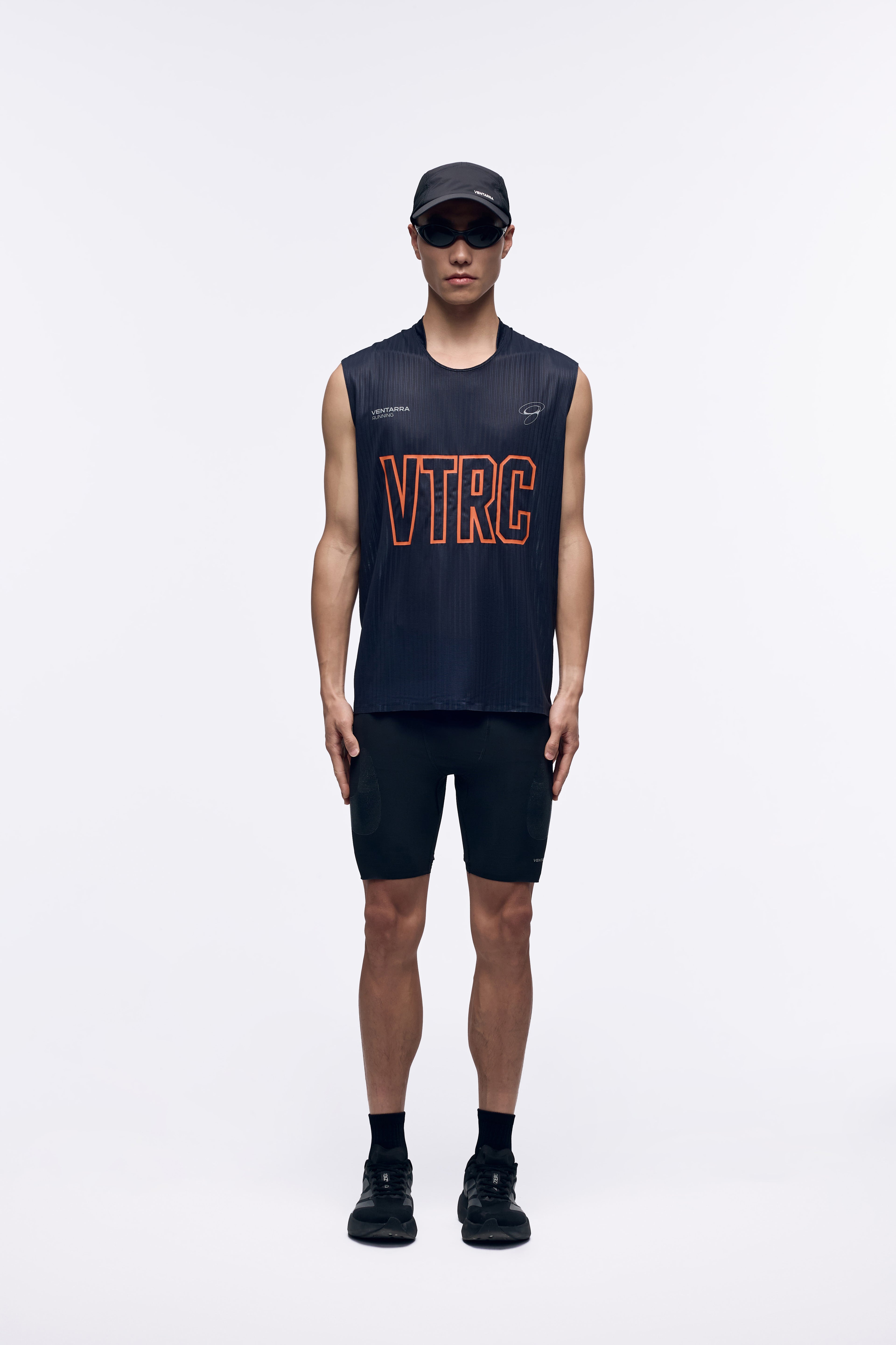 Ventarra VTRC Men's Running Vest – Bold Collegiate Logo, Micro V-Neck, Wide Strap Trail Singlet