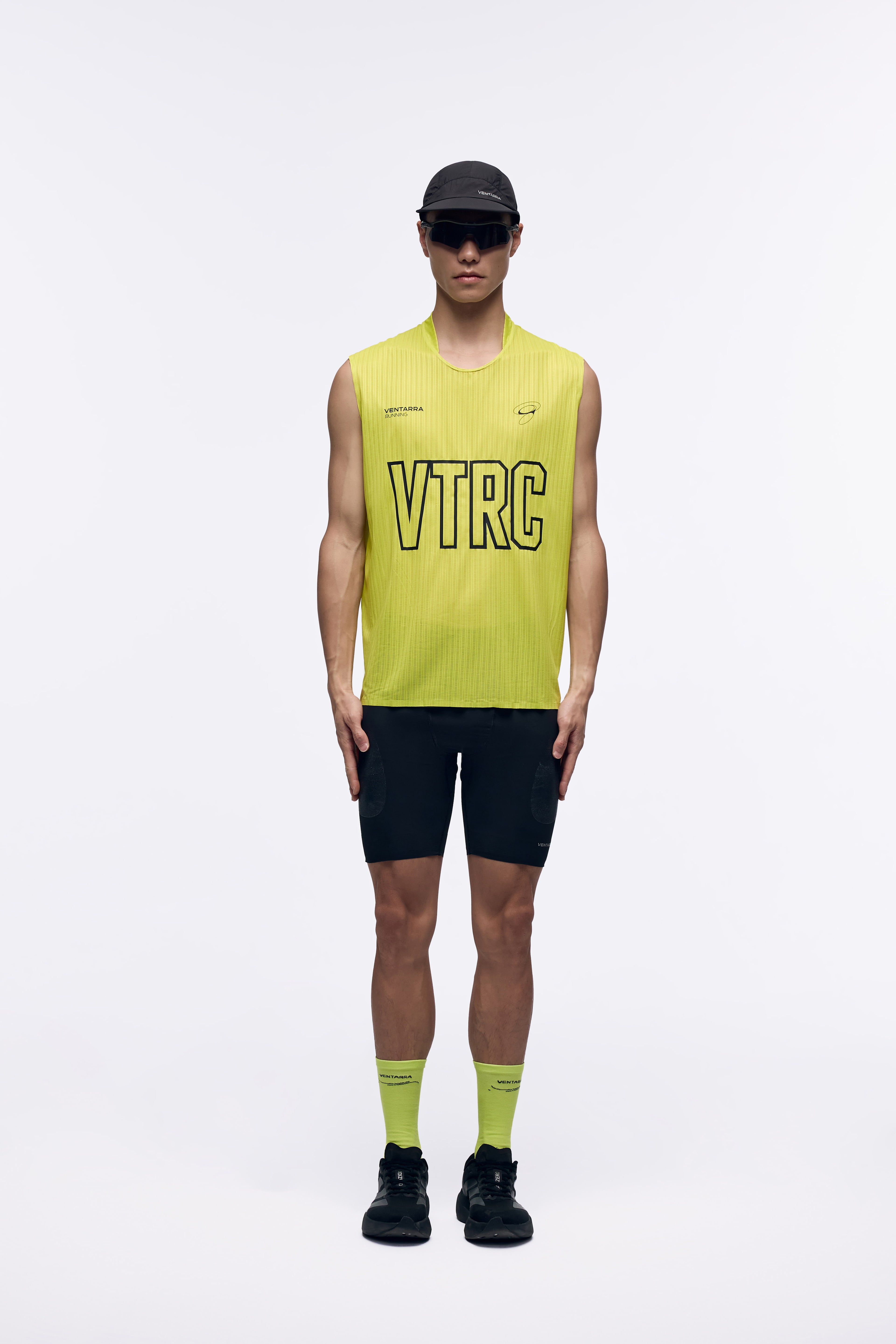 Ventarra VTRC Men's Running Vest – Bold Collegiate Logo, Micro V-Neck, Wide Strap Trail Singlet